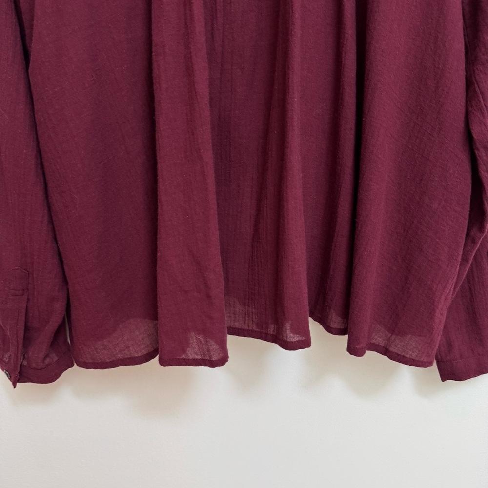Free People Beaded Button Front Pleated Top 100% Cotton Medium - Picture 9 of 13